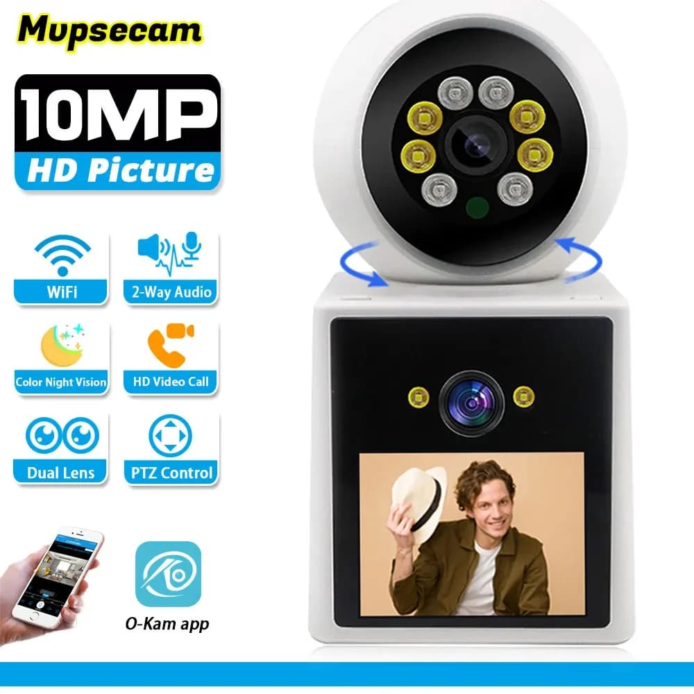 Videocamera di sorveglianza WIFI videochiamata 10MP Dual Lens Wireless 360 telecamere wi-fi di sicurezza Audio e Video a 2 vie Smart Home Baby Monitor