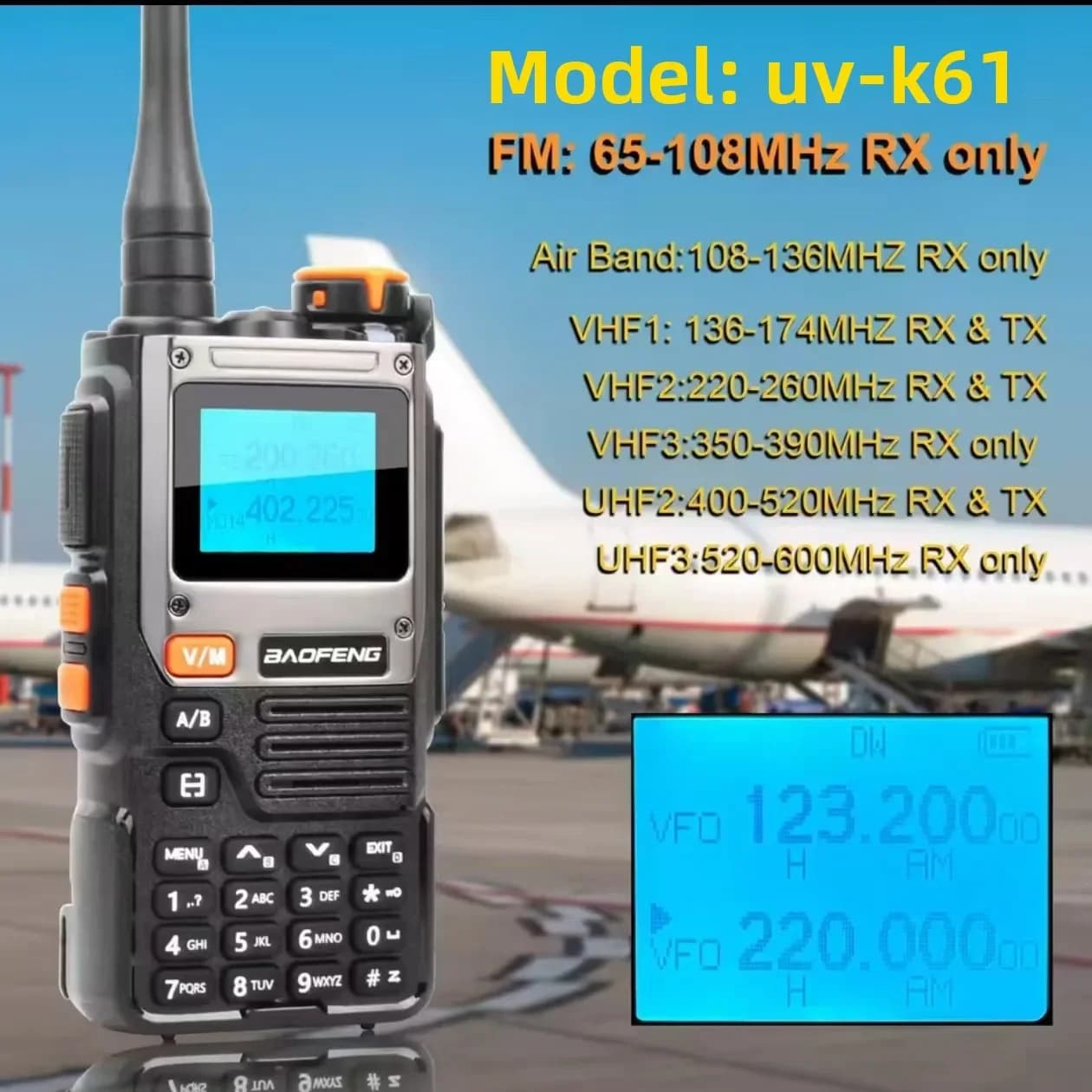 Radio Walkie-Talkie UV-K61 Resistente per Auto, Dispositivo Portatile per Flotte, Comunicazione a Lunga Distanza per Esterni