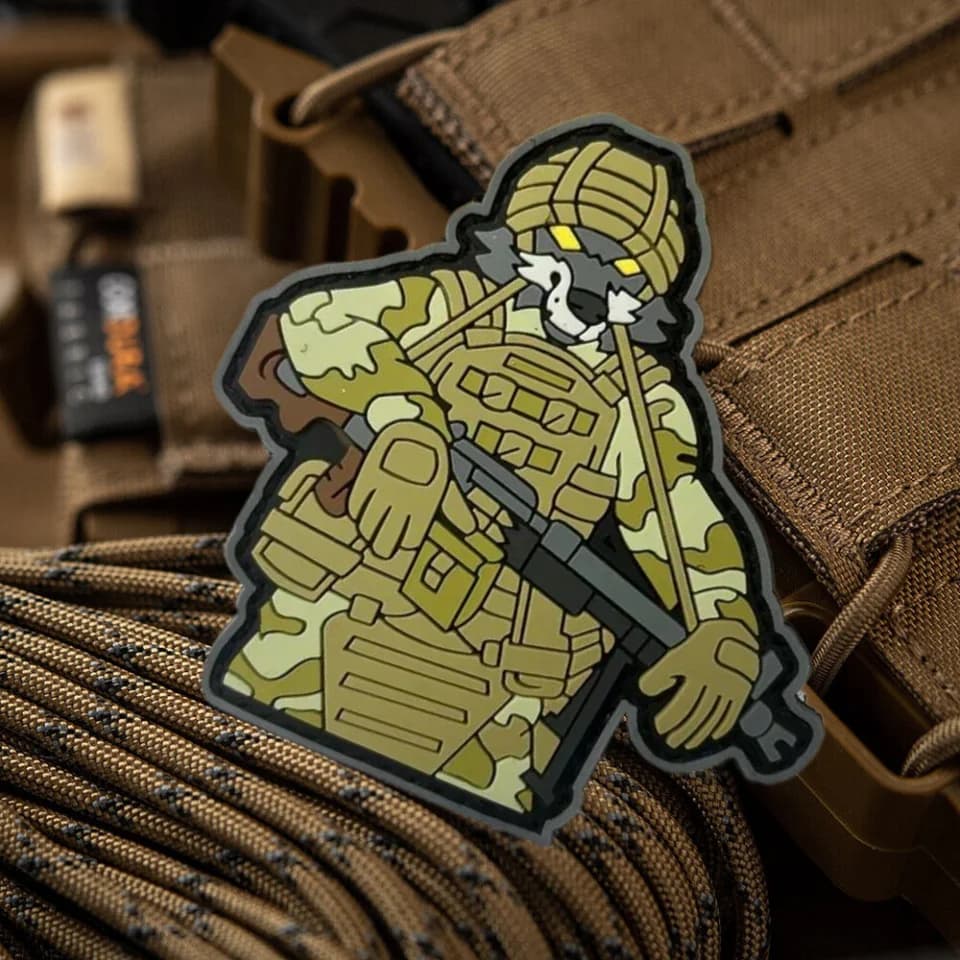 Toppa tattica del lupo del mitragliatore, emblema con gancio e anello in PVC, distintivo del morale militare, fascia da braccio, adesivi per zaini per vestiti Chevron