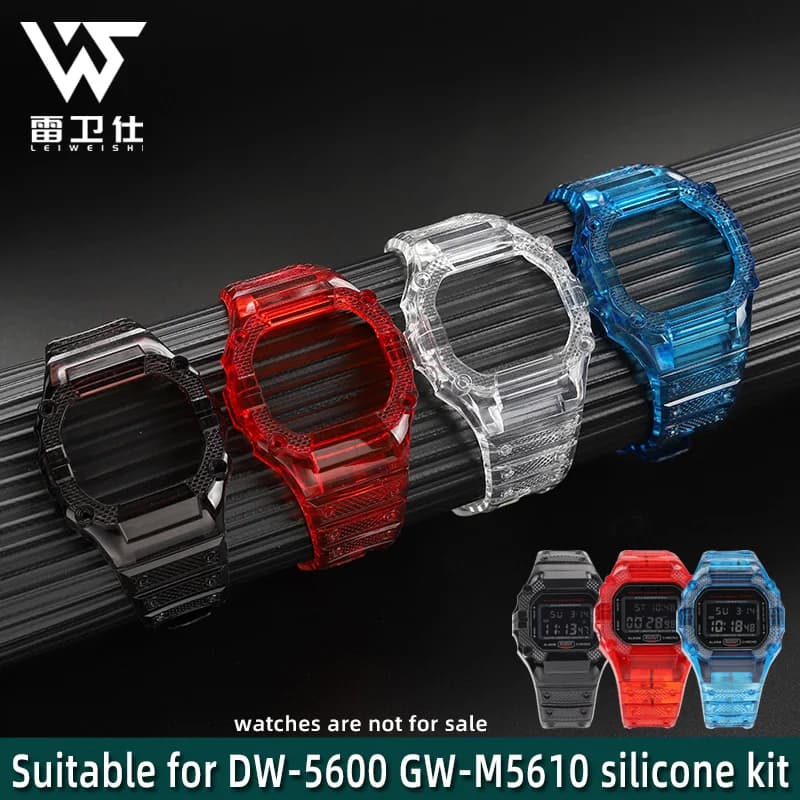 dw5600 Transparent Rubber Strap Bezel for Casio G-SHOCK DW-5600 GW-M5610 TPU Sport Waterproof Replace Watch Band Protective Case