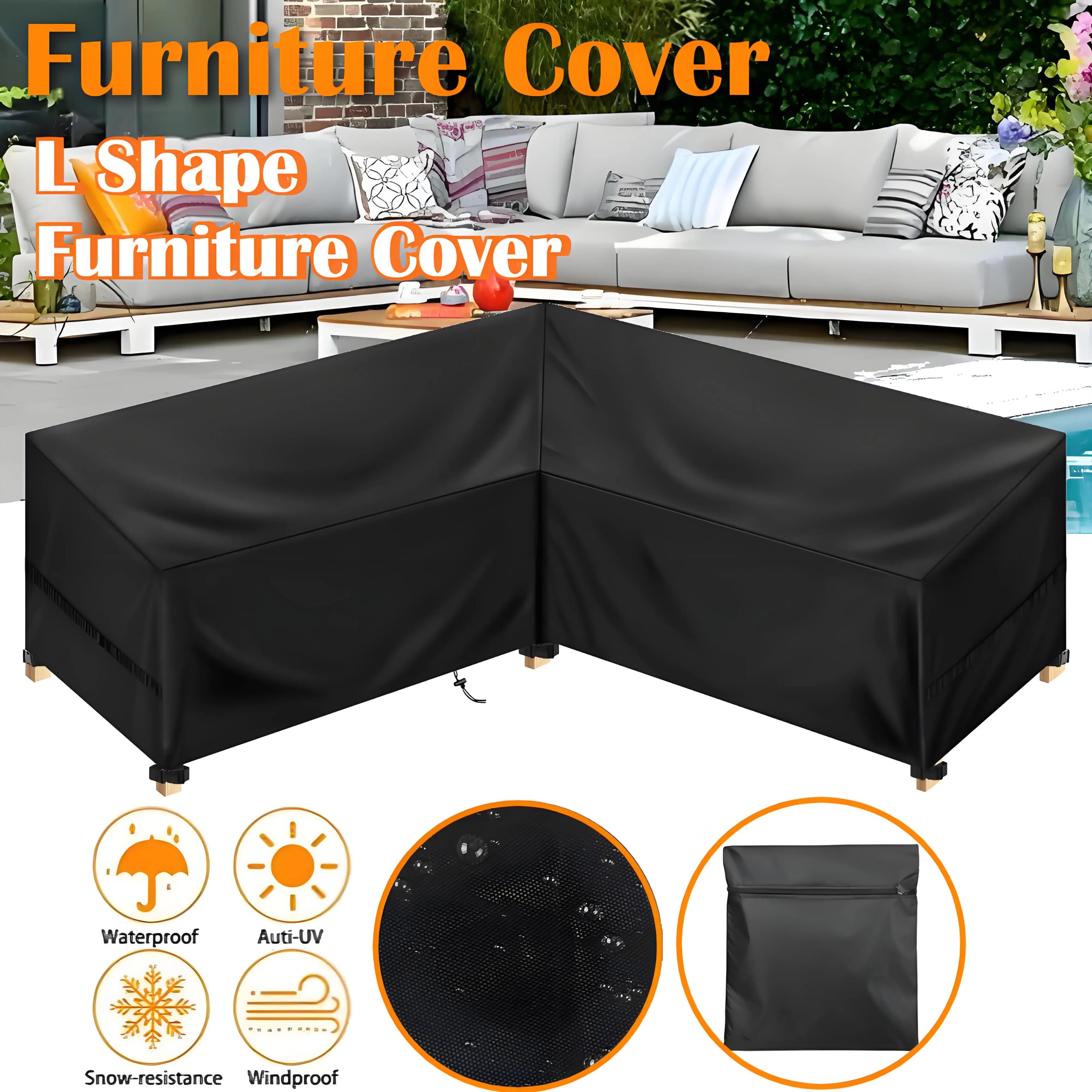 Waterproof L-shaped furniture cover Anti-dust V-shaped mold resistant cover for outdoor rattan sofa