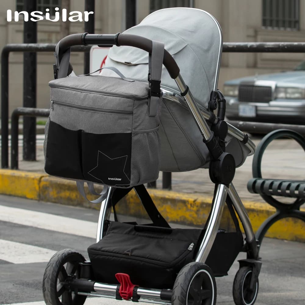 INSULAR Diaper Backpack Large Capacity Waterproof Travel Bag with Double Shoulder Straps And Stroller Hanging Feature for Mommy