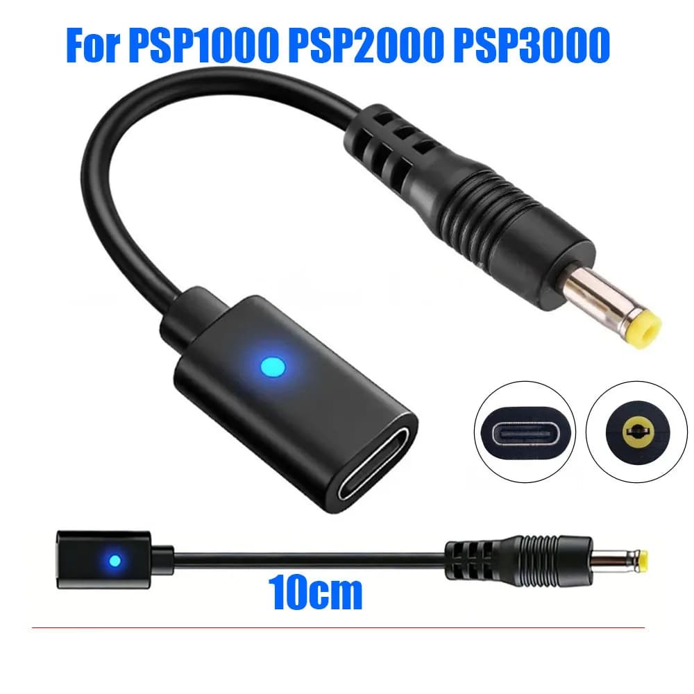Cavo USB C per PSP1000 2000 3000, Adattatore di Ricarica per Controller, Cavo di Conversione LED Tipo C per Console di Gioco PSP 3000, Cavo di Alimentazione