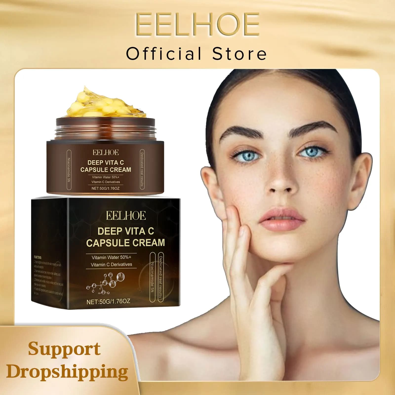 EELHOE Nicotinamide Facial Lightening Cream for Face Moisturizer Repair Brightening Skin Care Products Vitamin C Cream Capsules