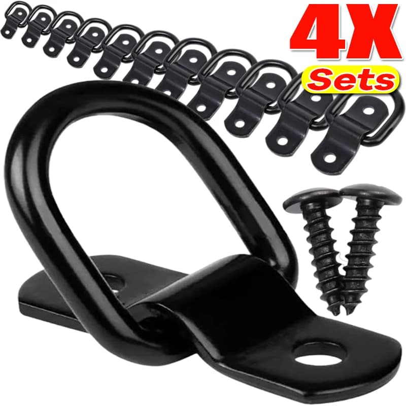 For Car Truck Trailers RV Boats Shape Pull Hook Tie Down Anchors Ring Iron D Stainless Steel Cargo Tie Down Ring Fastener 1-4pcs
