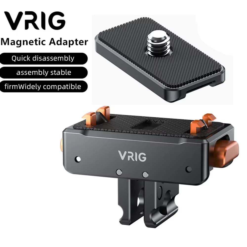 VRIG Base magnetic quick release adapter for Gopro 12 11 10 Insta360 Ace/Ace Pro ONE X2 Mounting plate for treppiede for action camera