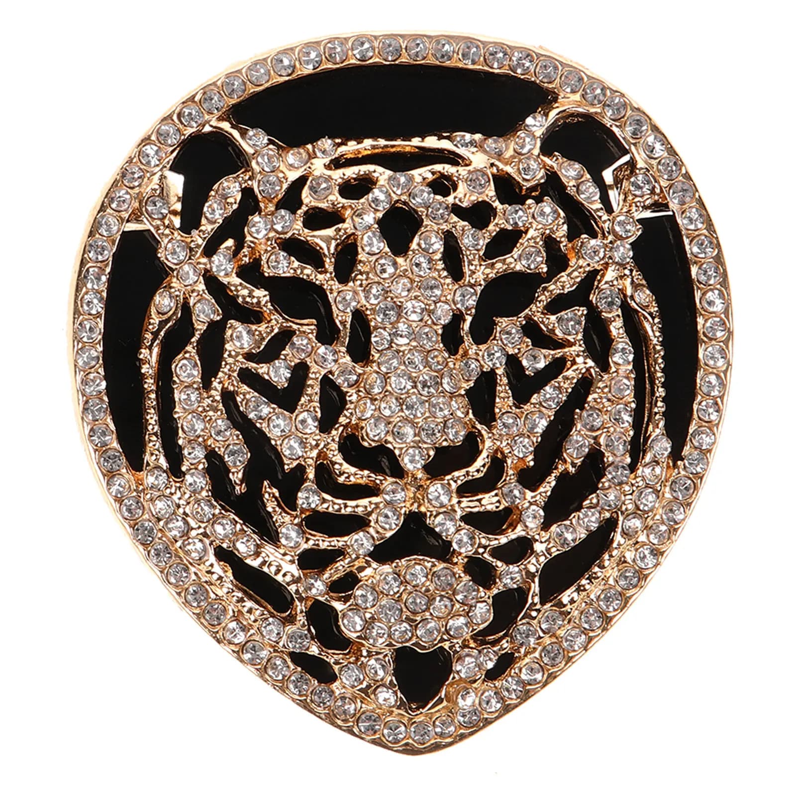 Spilla a forma di testa di tigre con strass, in lega, per donna, per sciarpe, scialli, abiti, cardigan, colletti e altri capi di abbigliamento.