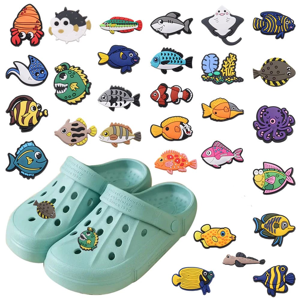 1 pz mudspiver Octopus Monkfish scarpe Charms decorazioni sandali di pesce fibbia per ragazzi ragazze regali di compleanno