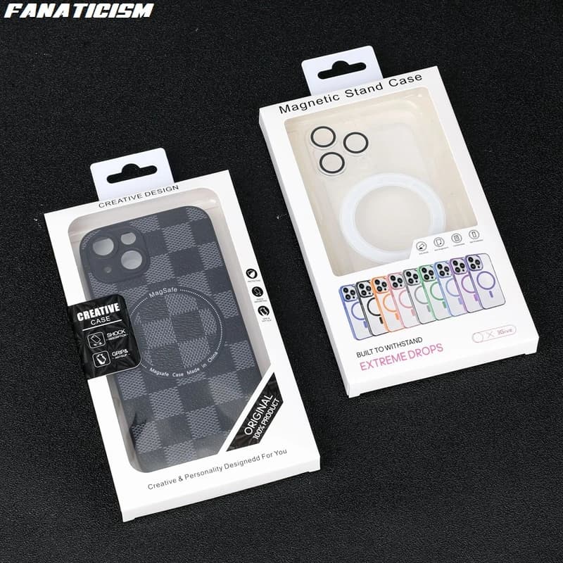50 Pezzi Scatola Universale per Confezionamento Cover Telefono, Scatola in Cartone Bianco per Cover iPhone 16 17 Pro Max, Scatola in Plastica PVC con Blister