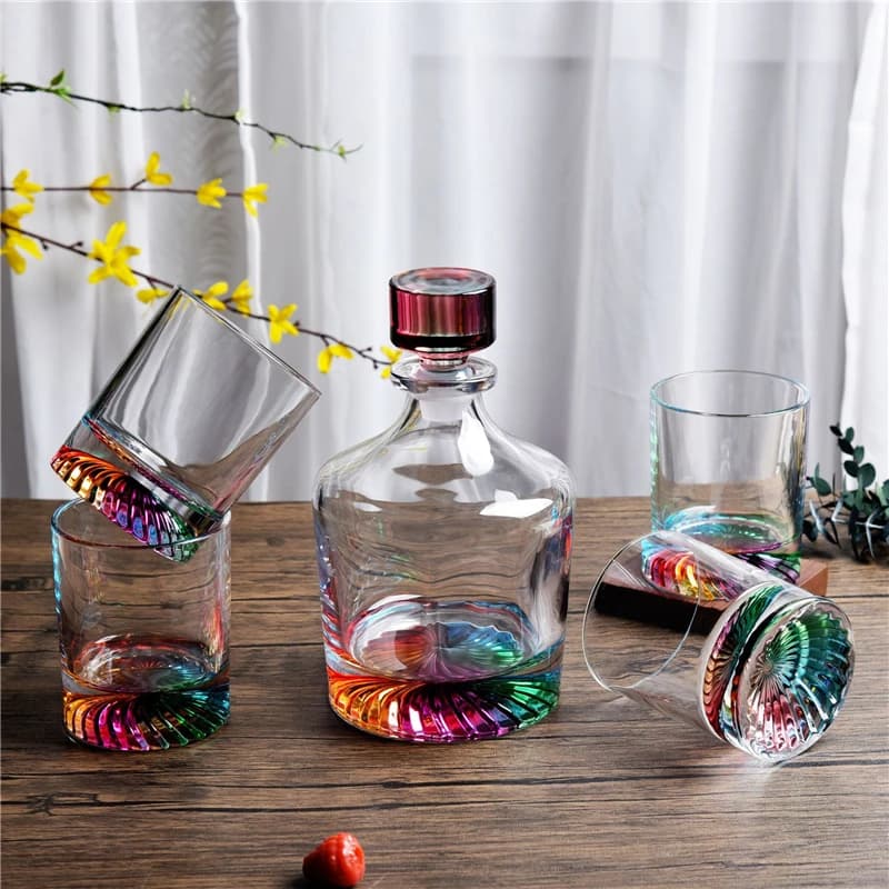 Decanter per whisky in cristallo color neon e set di bicchieri per bevande Bottiglia di vino Kit di bicchieri da vino Bar Club Divisore per whisky Dispenser Bicchieri