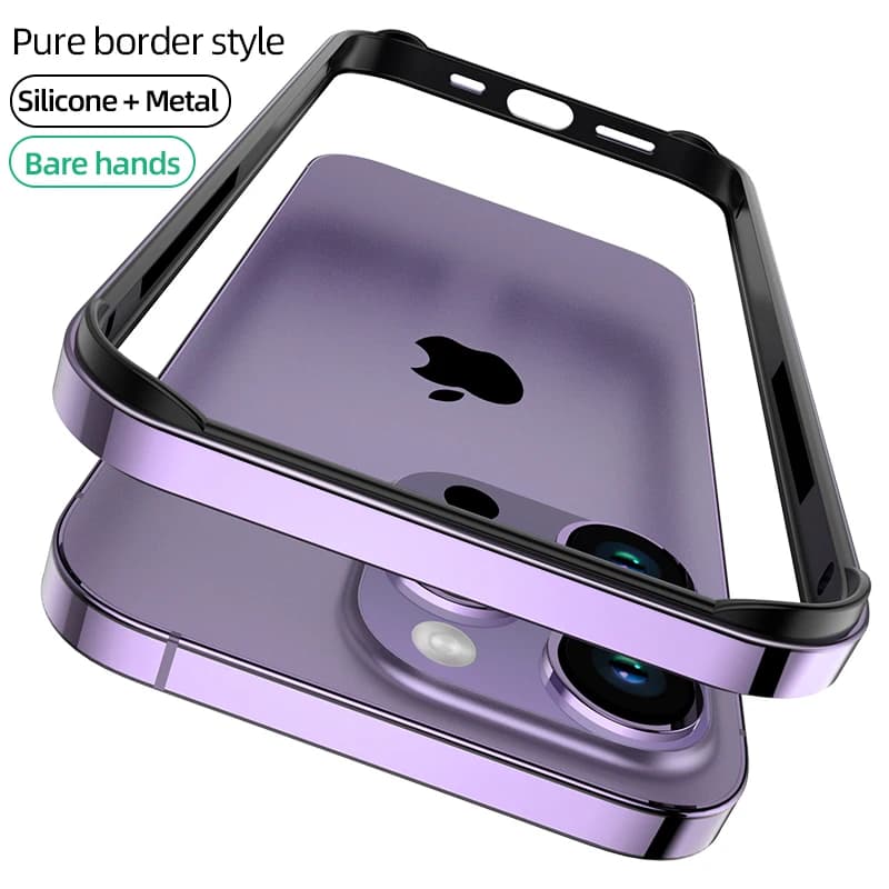 Custodia protettiva in alluminio Hybird con telaio in silicone di lusso per iPhone 14 Plus 13 12 Mini 11 15 Pro Max 14pro XR XS Accessori