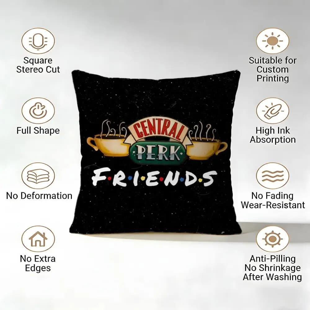 Fodera per cuscino in peluche corto, morbida e lavabile, per divano, letto, ufficio, classica serie TV F-Friends