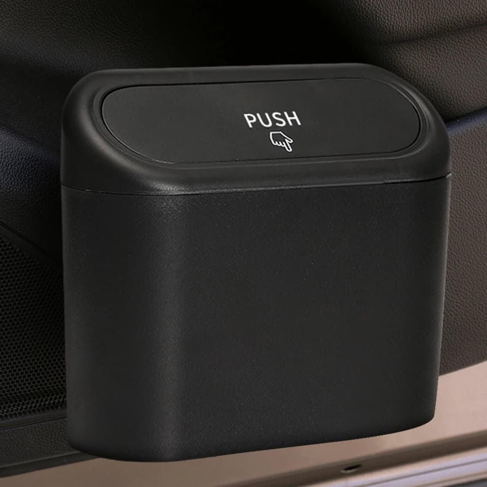 Mini Car Trash Can Bin with Lid Portable Hanging Mini Car Trash Can Leakproof Wastebasket Trash Can Auto Storage Bin Accessories