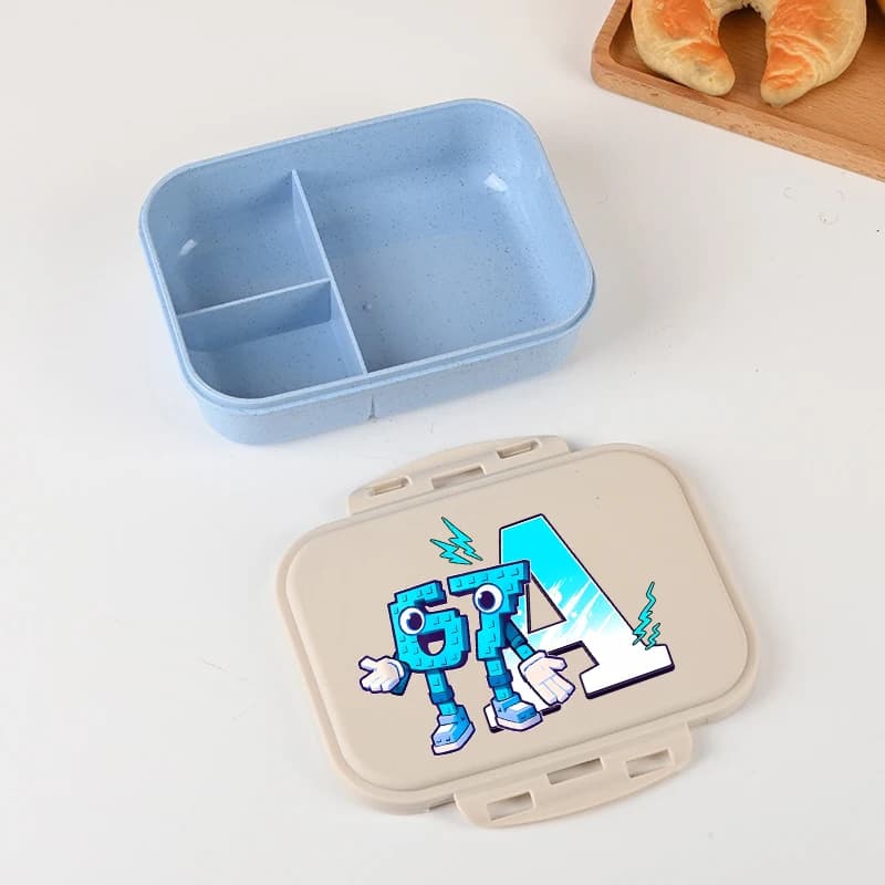 67 Six Seven Bento Lunch Box Kids Anime Letter A-Z Food Storage Containers Boys Girls School Picnic Dinner Case Children Gift