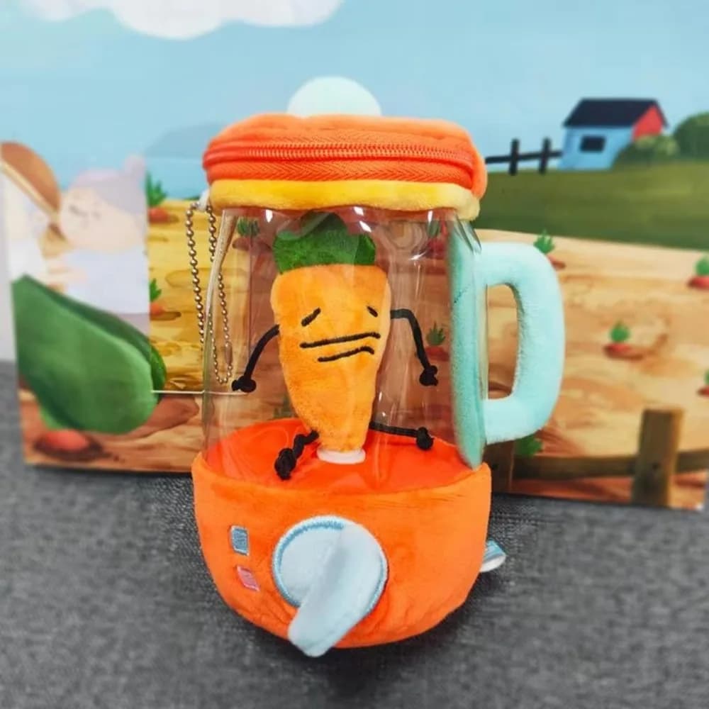 Carton animated funny carrot juicer plush with coulisse rotary bag tooth decays carrot/flower blender toy plush stuffed baby gift