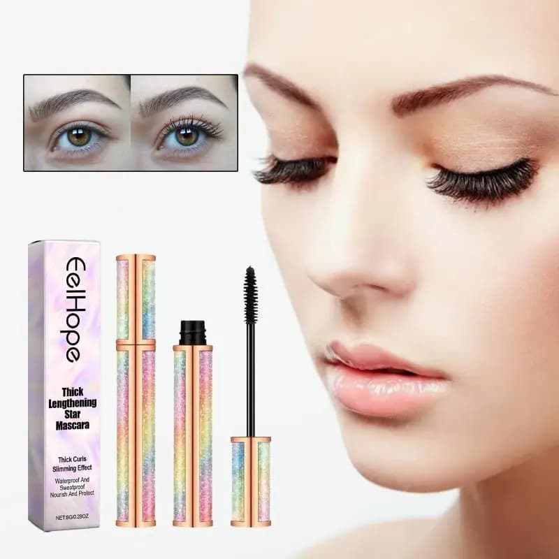 Mascara Allungante per Ciglia, Impermeabile, Asciugatura Rapida, Lunga Durata, Cosmetico per Occhi Grandi