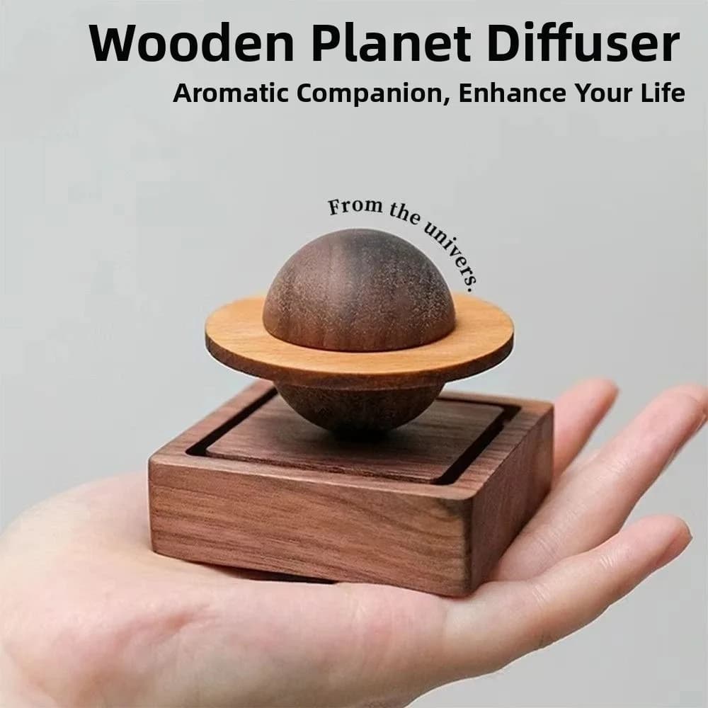 Handmade Wooden Essential Oil Diffuser Jupiter Shape Creative Planetary Diffuser Elegance Compact Car Ornament Indoor Use