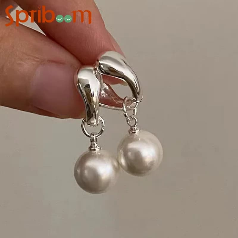 Earrings with Faux Pearls for Women, Elegant Pendant Earrings French Style, Women's Geometric Jewelry, Party Accessories