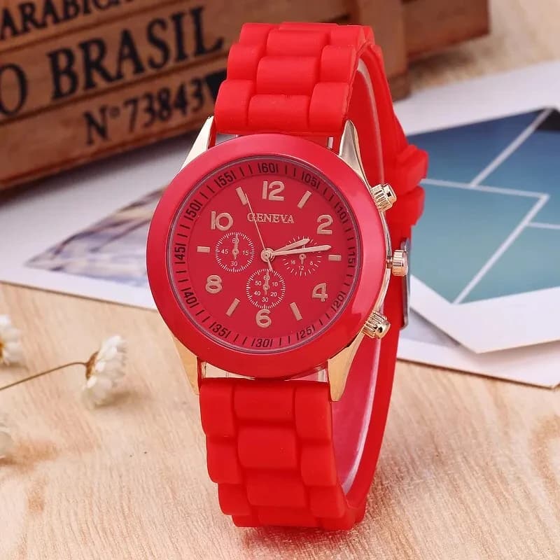 Reloj Mujer fashion woman watches elegant quartz watch in Silicone red women's watch luxury gift for girls Relogio Female