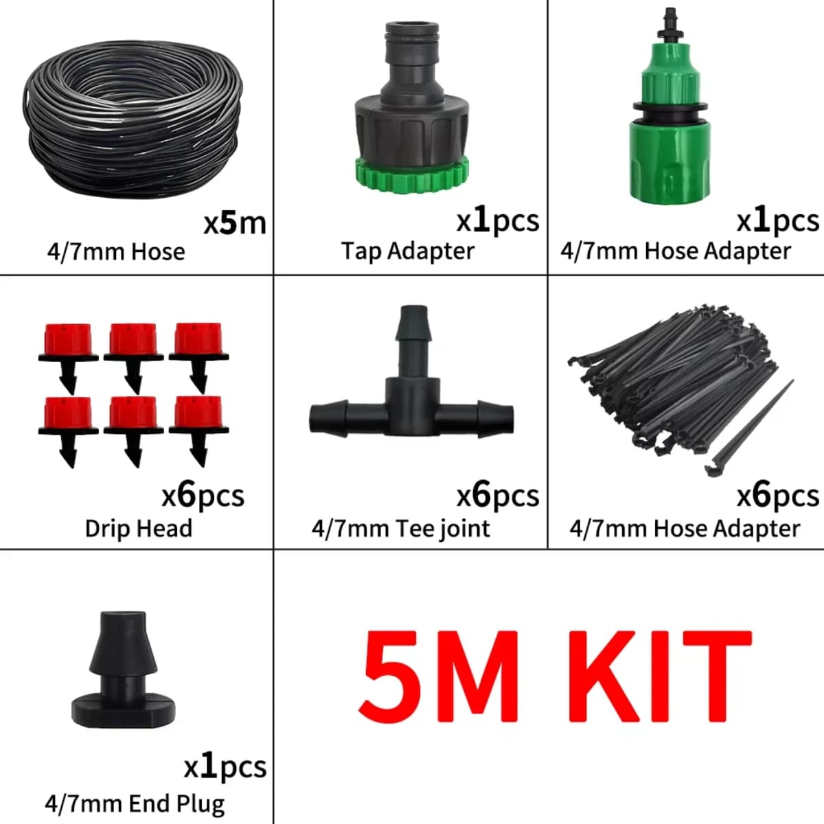 Micro Drip Irrigation System Portable 5M Automatic Watering with Adjustable Drippers Misting Watering Kits Garden Hose