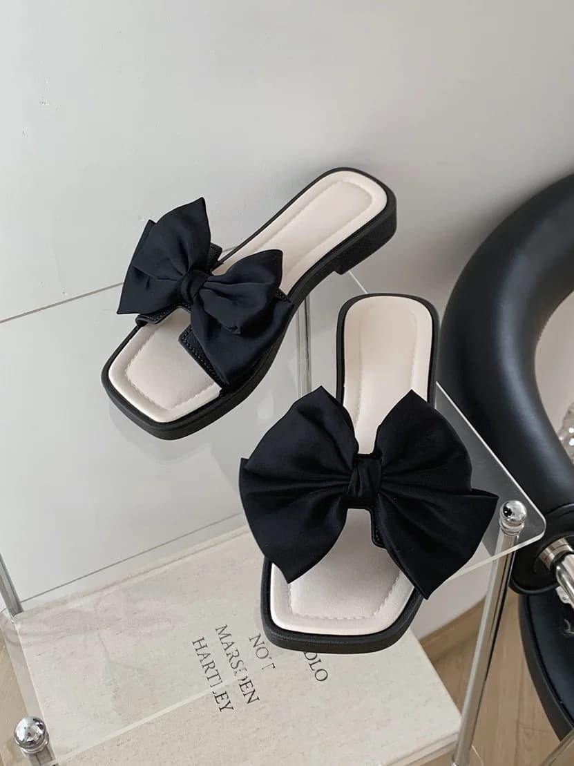 Sandali piatti estivi da donna con nodo, stile fata, antiscivolo, da spiaggia, in PVC, per esterni, alla moda, stile dolce
