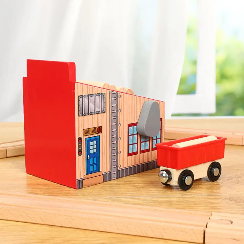 Set di Accessori per Pista Ferroviaria in Legno, Sicuri per Bambini, Blocchi Educativi, Conservazione Compatta, Regalo di Compleanno