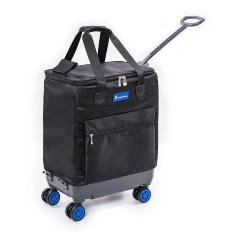 Borsa con Ruote, Borsa della Spesa Riutilizzabile Pieghevole con Ruote, Carrello per la Spesa, Borsa Trolley, Chiusura con Cerniera, Leggera, Richiudibile