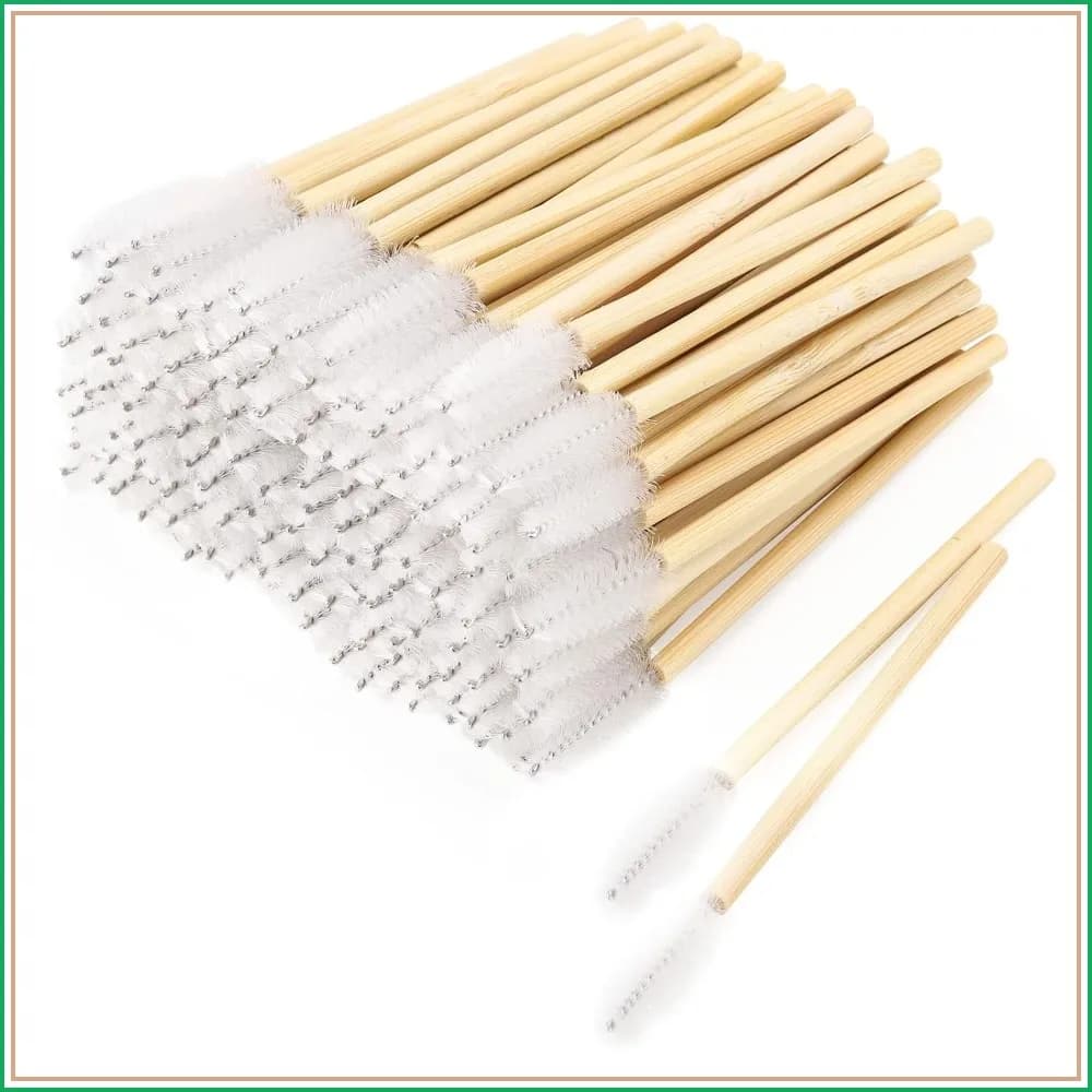 150 Disposable Mascara Wands Eyelash Brush Spoolies for Eye Lash Extension Eyebrow Bamboo Stick White
