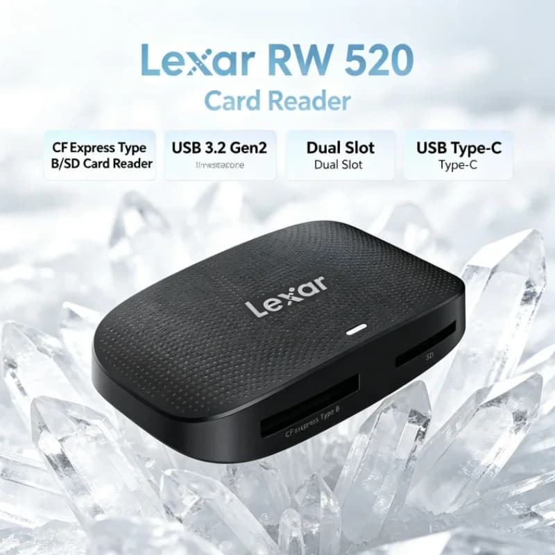 Lexar RW520 Memory Card Reader CFexpress Type B SD Card Reader USB 3.2 Gen 2 High Speed Dual Slot for Video Transfer
