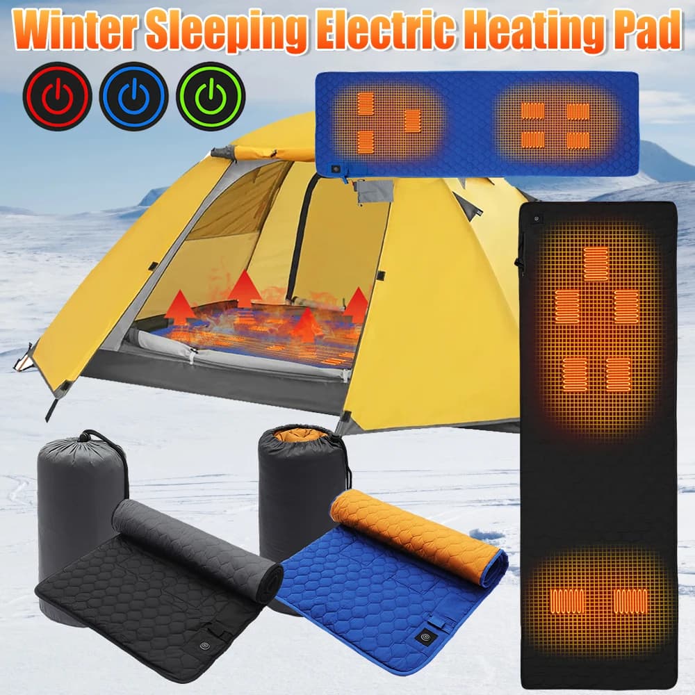 Sleeping Electric Heating Pad Smart Heating Blanket 7 Zones 3 Gear 38 To 65℃ Winter USB Powered Heated Tent Mat For Outdoor New