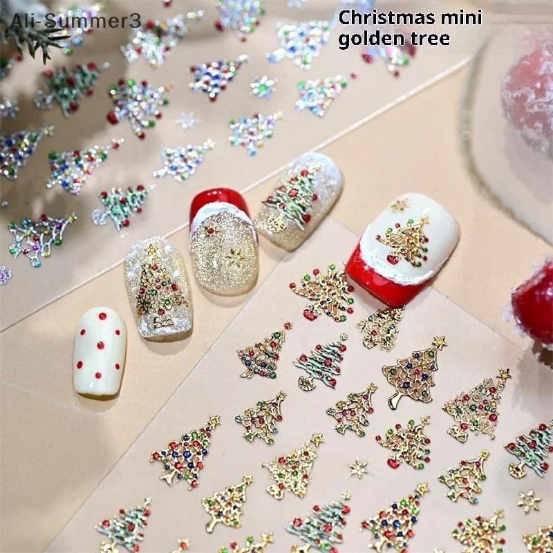 Simpatico stile natalizio Palla di cristallo Luci colorate Albero di Natale Nail Art Stampa Adesivi Decalcomanie per manicure Adesivi Decorazioni per unghie Regalo