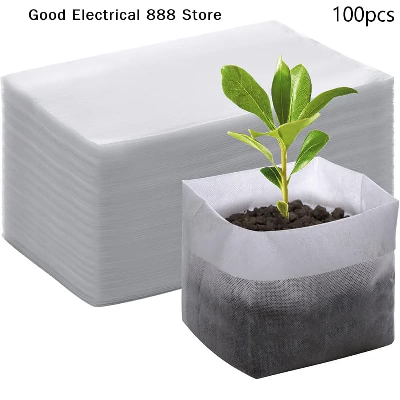 【GE】100PCS 8x10cm Biodegradable Plant Nursery Grow Bag Non-woven Fabric Seeds To Sow Flower Pots for Home Garden Accessories