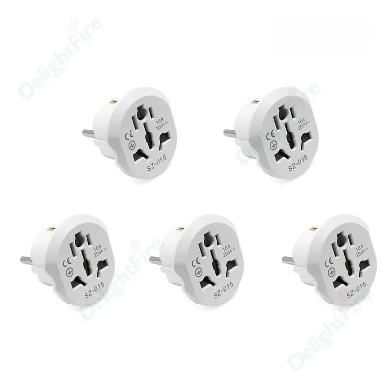 EU Plug Adapter 16A 250V EU Travel Adapter 2 Round Socket High Quality Universal AU US UK CN To EU AC Wall Socket