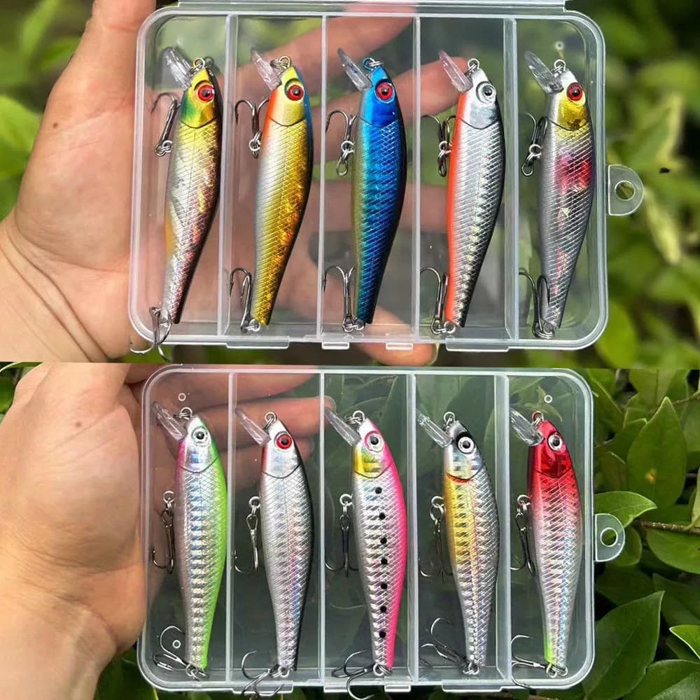 5 PZ/SCATOLA Minnow Artificial Fishing Recall Esca Dura Bionic 3D Floating Eyes Wobbler Crankbait Bass Fishing Gear