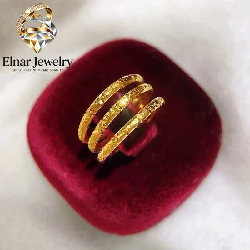 Anello Chiuso Elnar Jewelry 2mm Broken Ice da Donna in Oro 24K AU999 - Lusso Leggero con Lavorazione a Ghiaccio, Bellezza Unica e di Tendenza