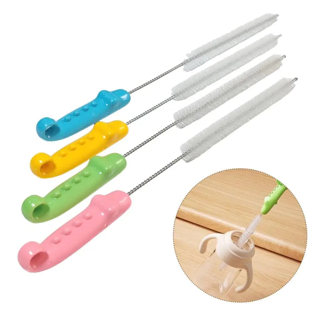 5Pcs Flexible Straw Cleaning Brush Crocodile Handle Nylon Bristle Cleaner Bendable Stainless Steel Tube Brush For Baby Bottle