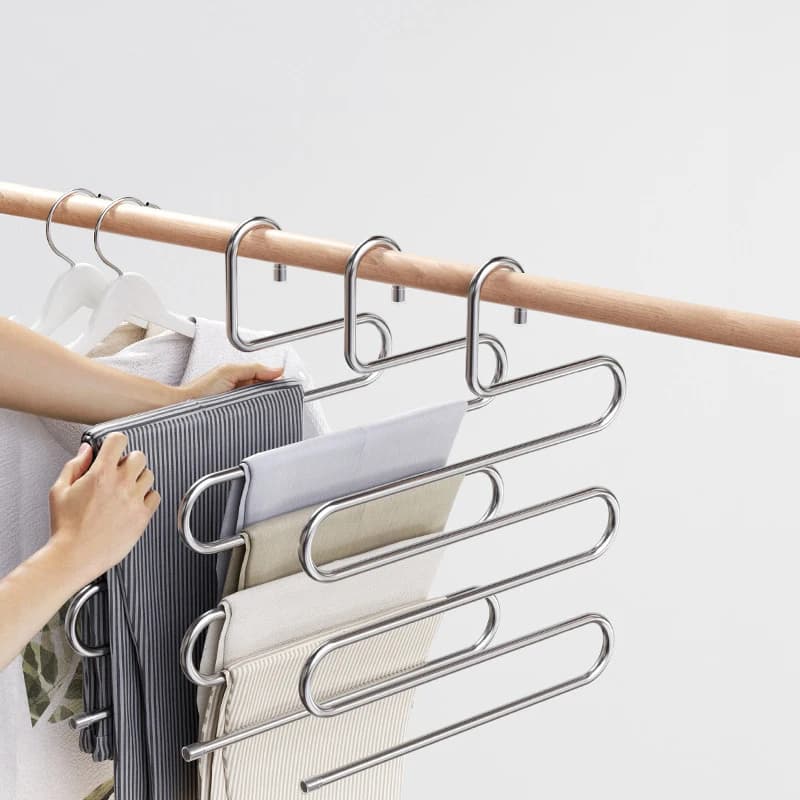 5 Layers Multi-functional Clothes Hangers Non-slip Pant Storage Rack Cloth Rack with Multiple Functions for Hanging and Storage