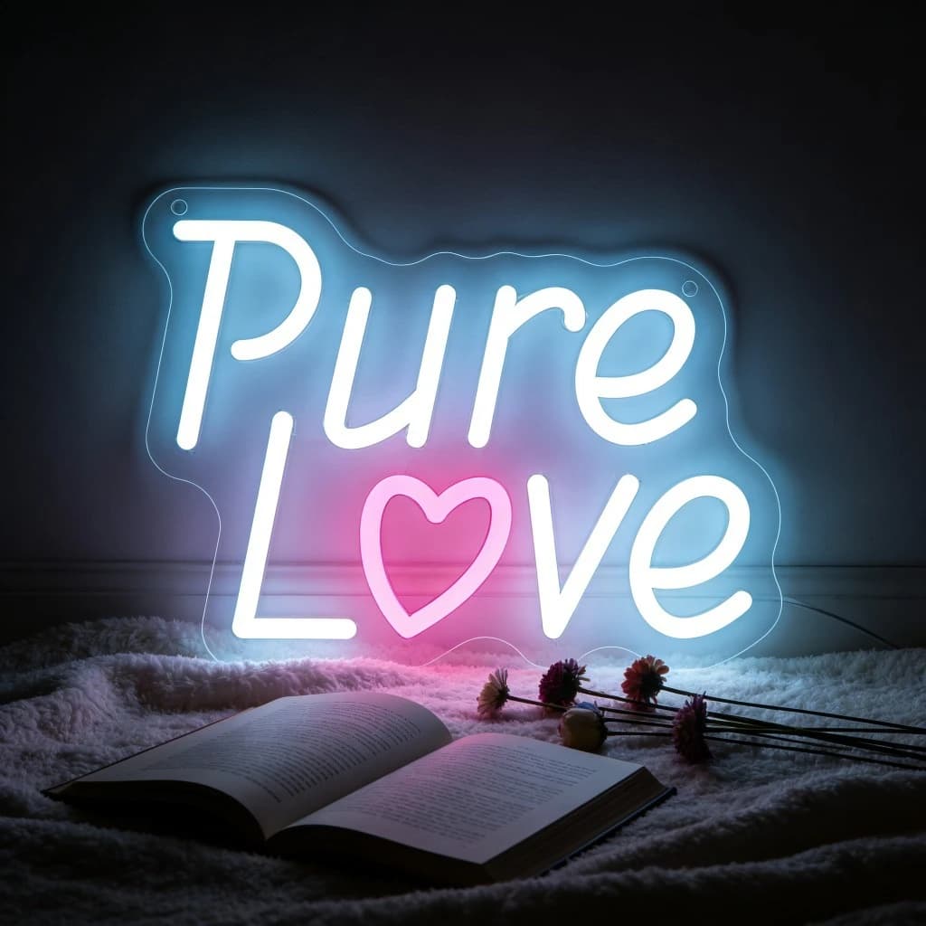 Insegna LED al Neon 'Amore Puro', Arte Murale Romantica per Camera da Letto, Regalo di Nozze o San Valentino, Decorazione Casa, Luce Calda per Anniversario o Proposta di Matrimonio