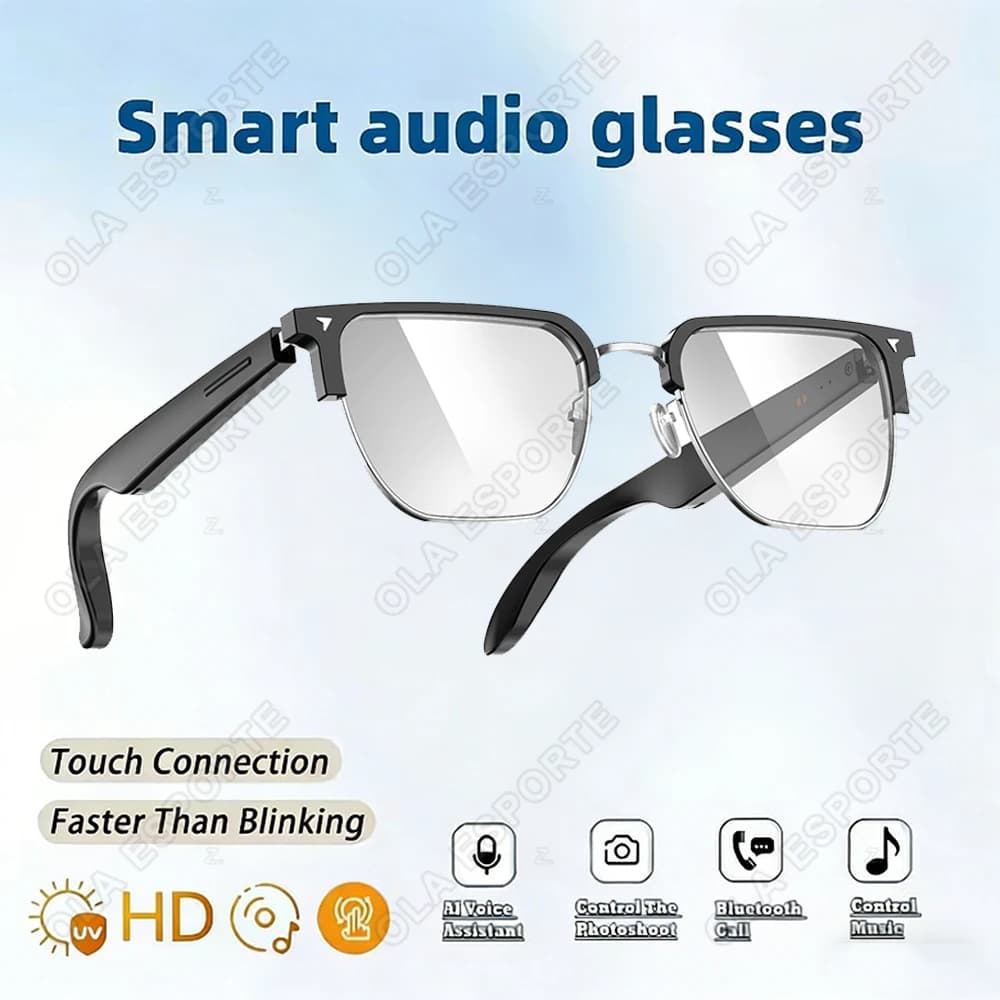 New Bluetooth Smart Glasses Anti-Blue Light with Music Reader and Vocal Assistant, Intelligent Sunglasses for Open Sports for Men and Women