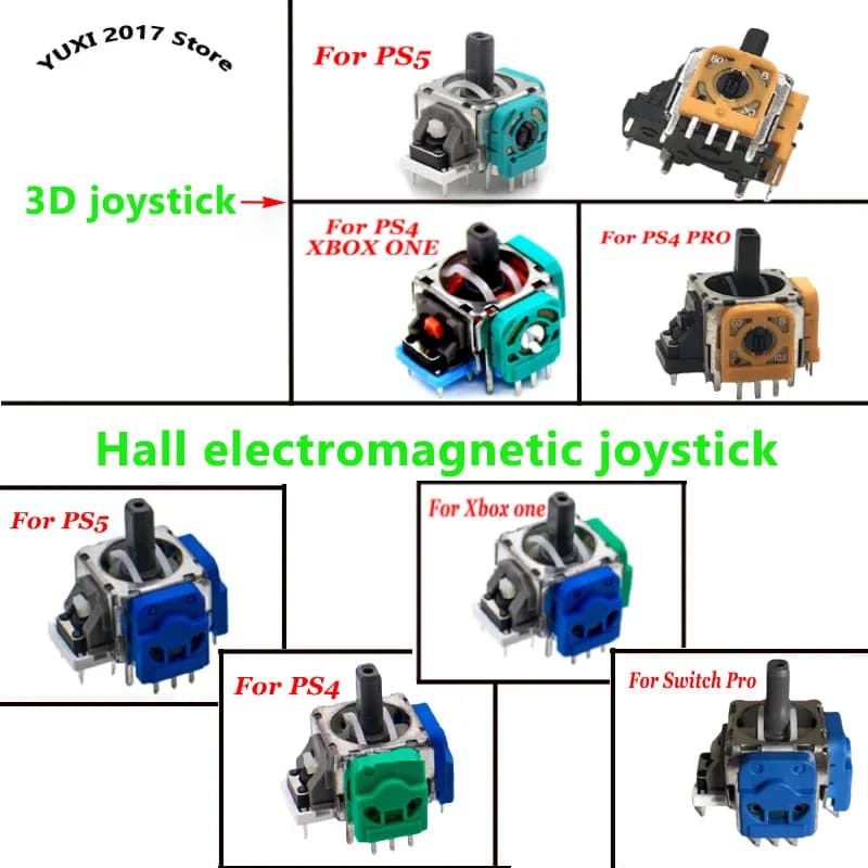 1PC Hall Asta di Controllo Elettromagnetico Asta di Controllo Anti Deriva O Joystick 3D Sostituire Gli Accessori Per PS4 PS5 Xbox One Switch Pro