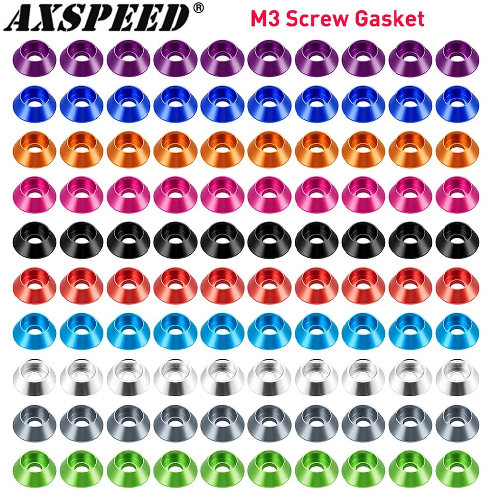 AXSPEED 10 Pezzi Viti a Testa Svasata M3 in Alluminio con Anello di Tenuta e Cappuccio, Viti Esagonali per Parti di Aggiornamento Modelli RC