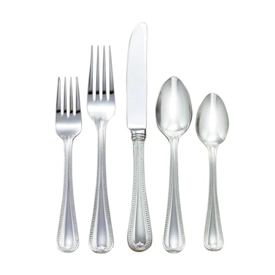 20-piece vintage cutlery set for 4 people, 18/10 stainless steel, dishwasher, knives, spoons, forks, kitchen utensils for the house