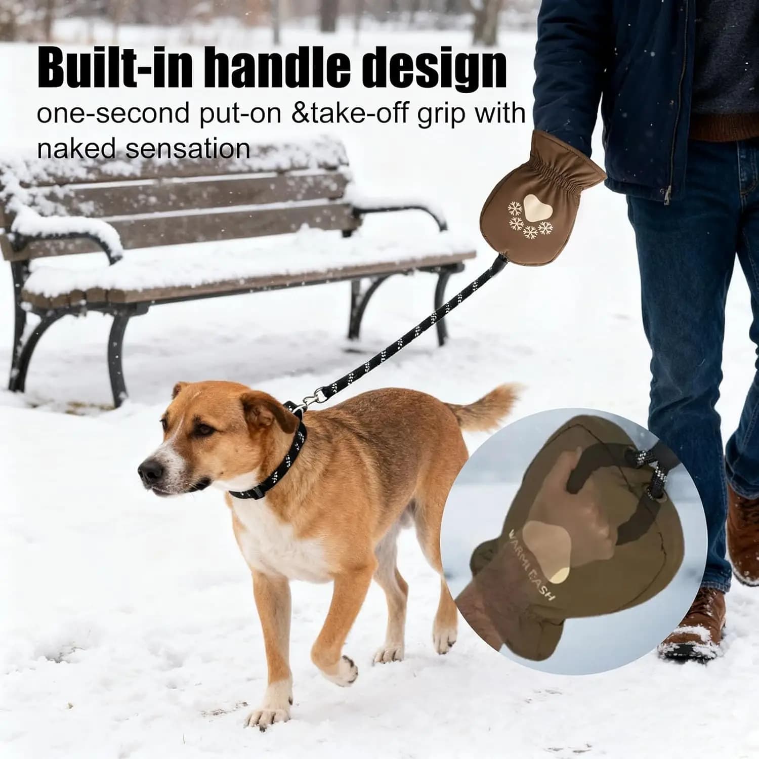 Guinzaglio per cani isolato Guinzaglio per cani impermeabile incorporato Guinzaglio per cani caldo resistente per serate innevate Proprietari di cuccioli