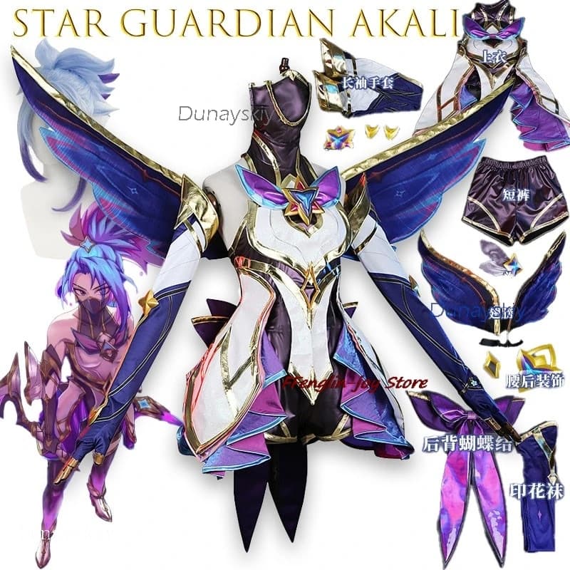 Costume da Adulto Akali Cosplay, Costume da Gioco Akali Star Guardian, Abito da Donna per Natale, Uniformi, Vestiti, Outfit per Carnevale