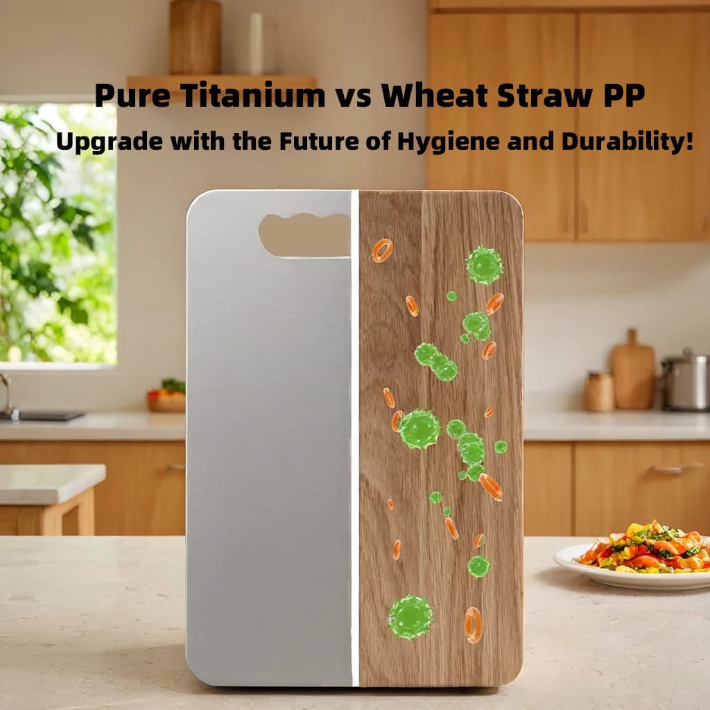 Two different specifications of pure titanium cutting board, front-back and easy to clean, suitable for domestic kitchens, outdoor