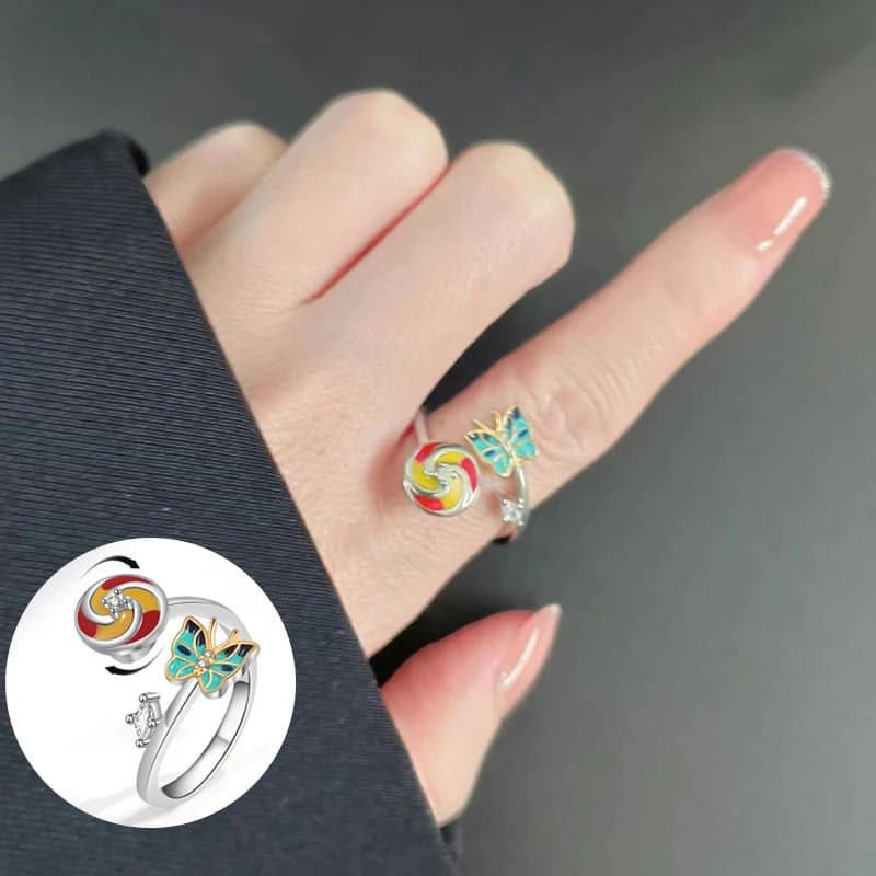 Anelli a farfalla di tendenza da donna Spinner a spirale simulato liberamente minimalista geometrico rotondo cristallo antistress anello agitatore gioielli