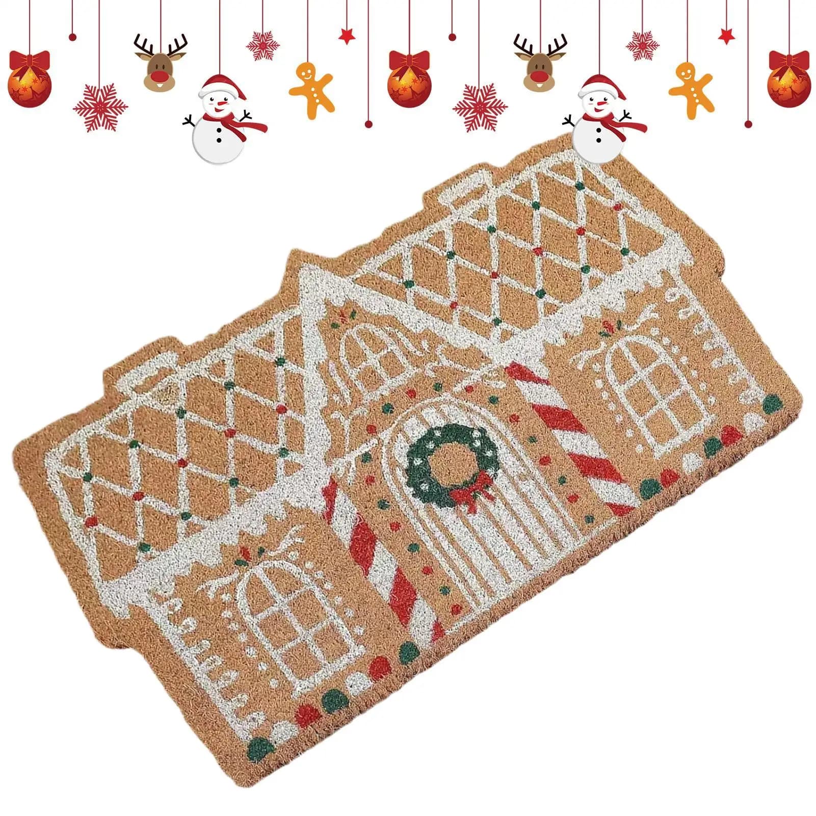 Tappetino natalizio in finto cashmere Tappetino natalizio Tappetino di benvenuto Tappeto esterno antiscivolo Tappetino per porta natalizia per la cucina di casa Bagno 60x40 cm