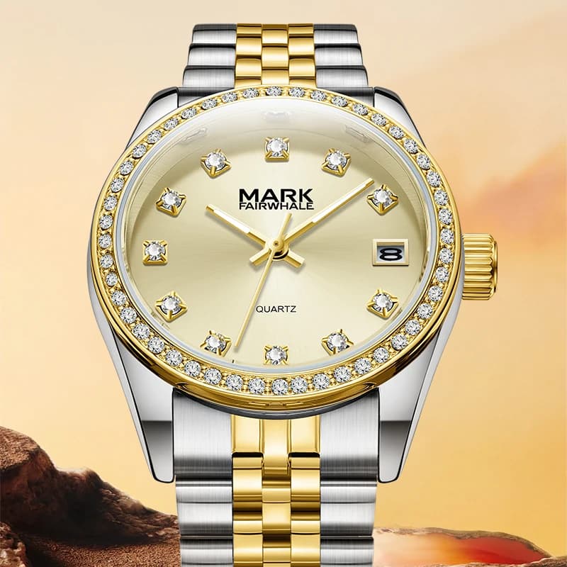 MARK FAIRWHALE Fashion Brand FW-3050 Women Watch Calendar Stainless Steel Band Ladies Quartz Watches