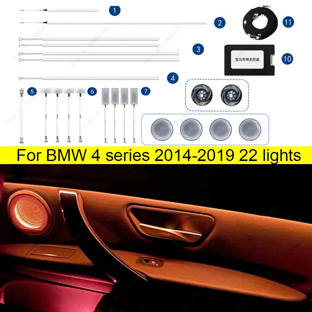 Atmosfera decorativa a luce ambientale per Bmw serie 3 F30 f31 3GT serie 4 2014-2020 F32 F33 F34 F36 attraverso strisce LED centrali