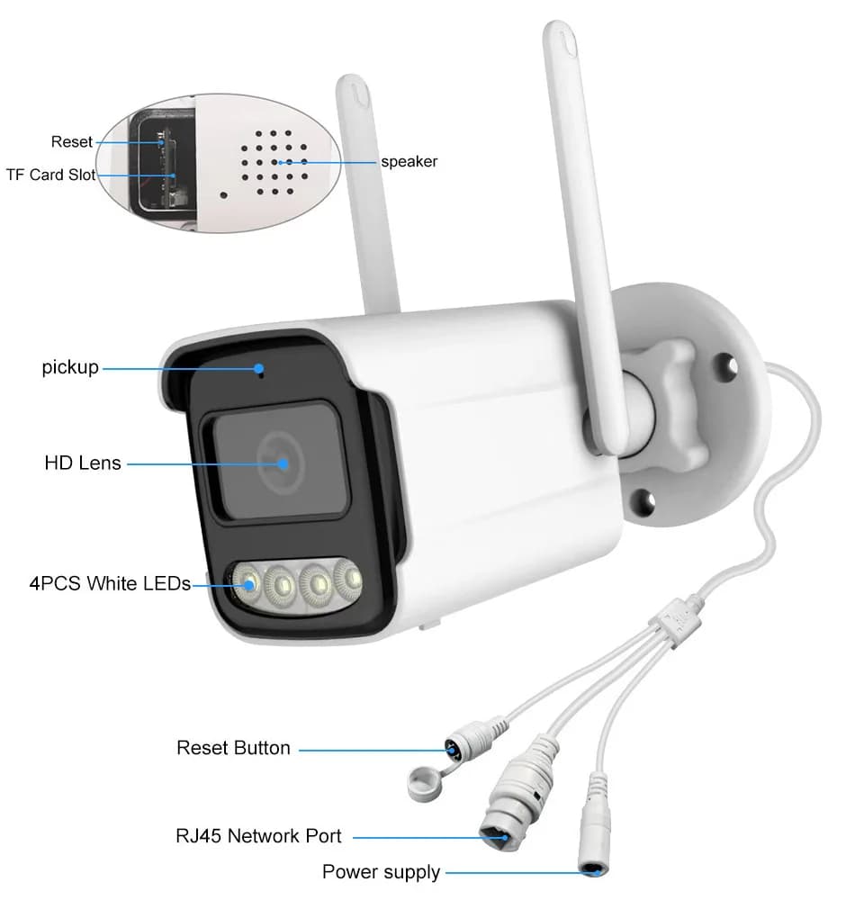 2MP 1080P V380Pro Telecamera bullet IP esterna impermeabile Visione notturna IR Rilevazione movimento Allarme di sicurezza domestica Baby monitor
